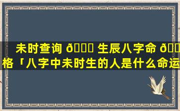 未时查询 🐋 生辰八字命 🌴 格「八字中未时生的人是什么命运」